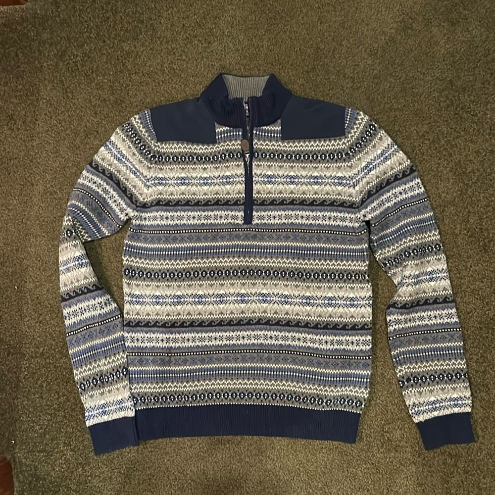 Boy’s Vineyard Vines Evening Sky Fairisle 1/4 Zip Sweater, Size L (youth 16)